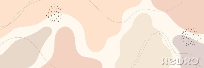 Papier peint  Beautiful pastel social media banner template with minimal abstract organic shapes composition in trendy contemporary collage style