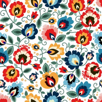 Papier peint  Beautiful Polish traditional floral folk pattern vector