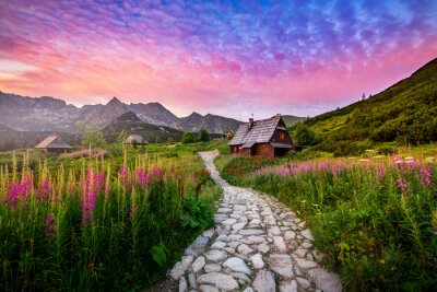 Papier peint  Beautiful summer sunrise in the mountains - Hala Gasienicowa in Poland - Tatras