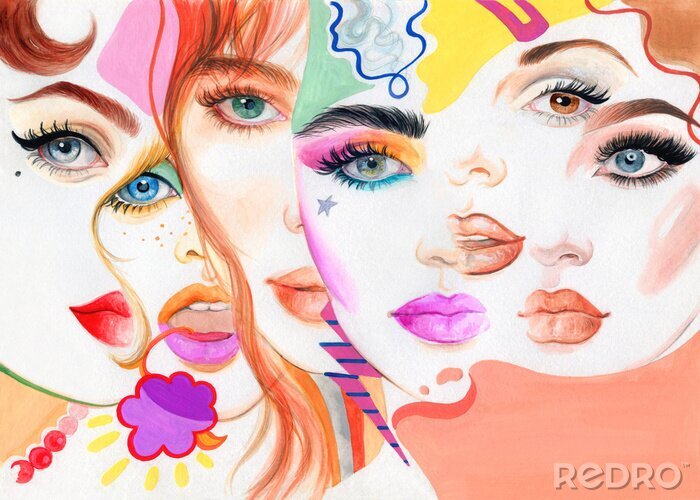 Papier peint  Beautiful woman. fashion illustration. watercolor painting