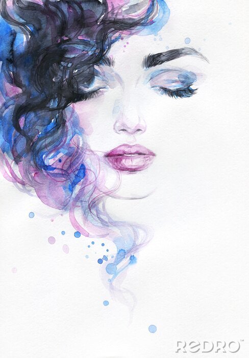 Papier peint  beautiful woman. fashion illustration. watercolor painting