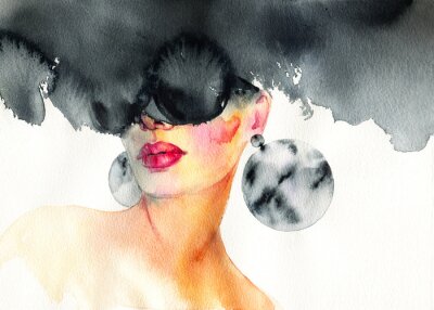 Papier peint  Beautiful woman. fashion illustration. watercolor painting