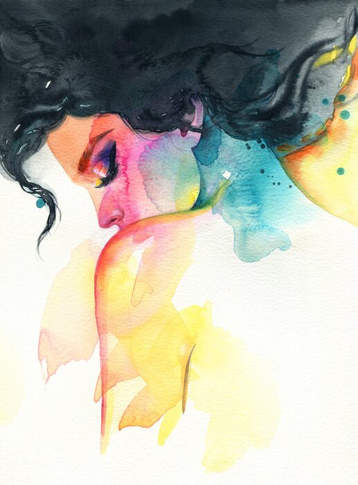 Papier peint  Beautiful woman. fashion illustration. watercolor painting