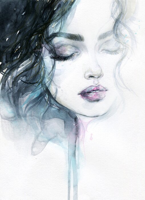 Papier peint  Beautiful woman. fashion illustration. watercolor painting