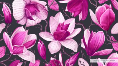 Papier peint  Beaux magnolias roses