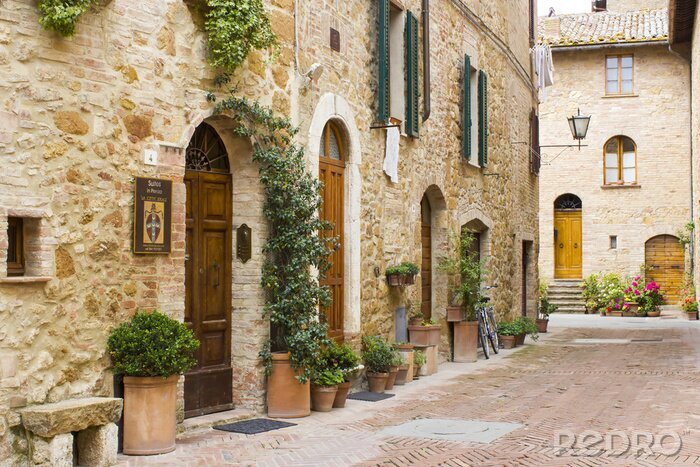 Papier peint  belle rue toscane, Pienza, Italie