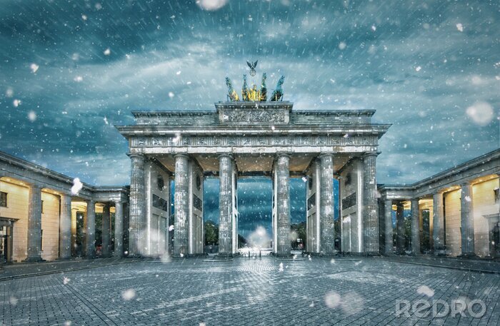 Papier peint  Berlin Porte de Brandebourg par temps de neige