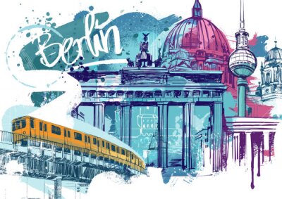 Papier peint  Berlin version représentation graphique