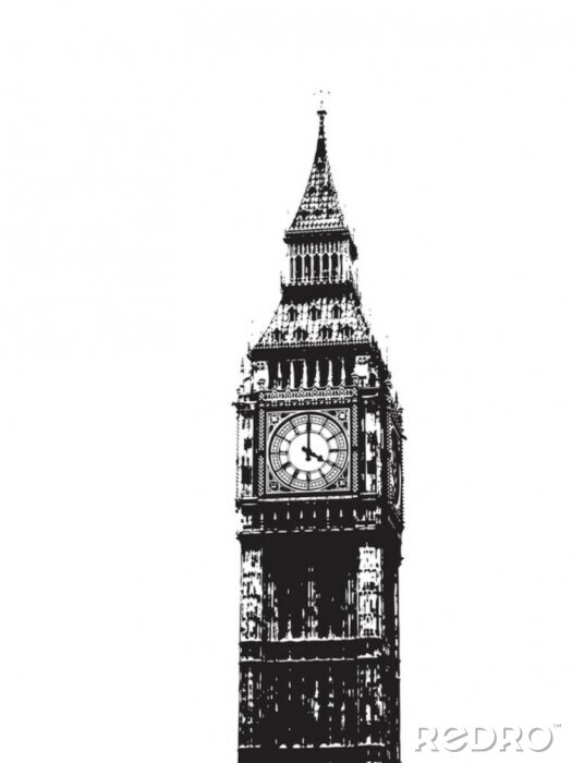Papier peint  Big Ben image en noir et blanc