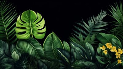 Papier peint  Big Green Leaves of Monstera, Banana, and Strelitzia
