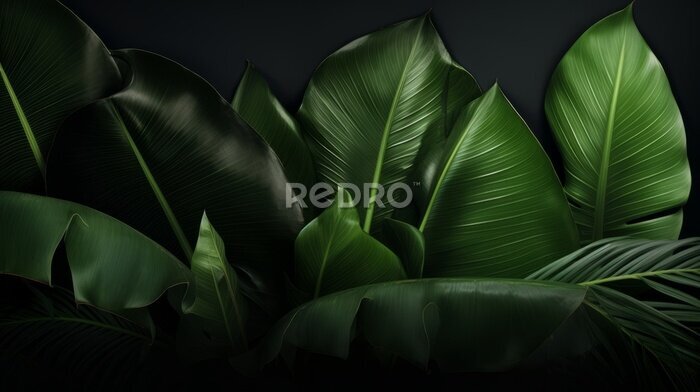 Papier peint  Big Green Leaves of Monstera, Banana, and Strelitzia
