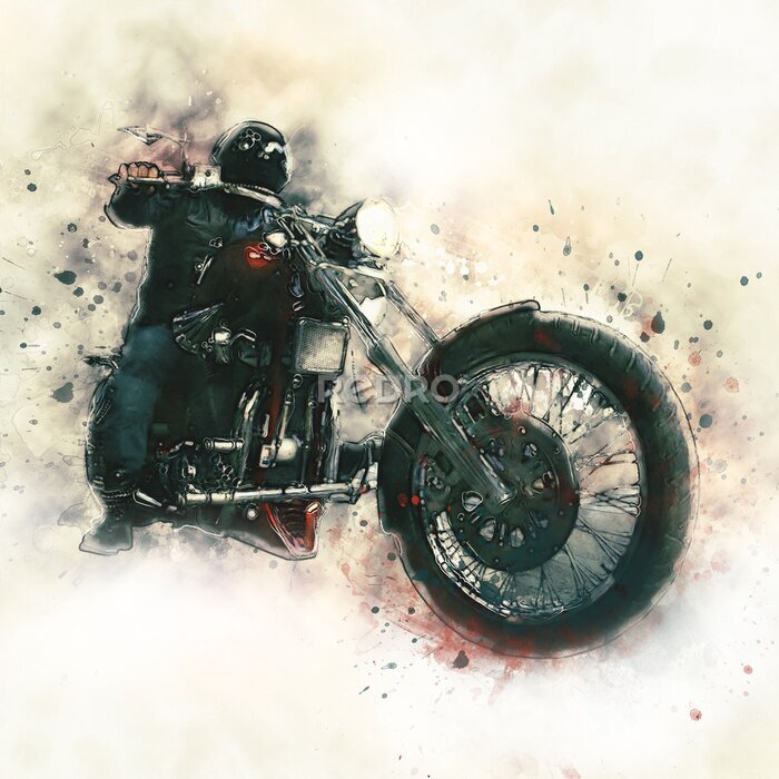 Papier peint  Biker sur une moto