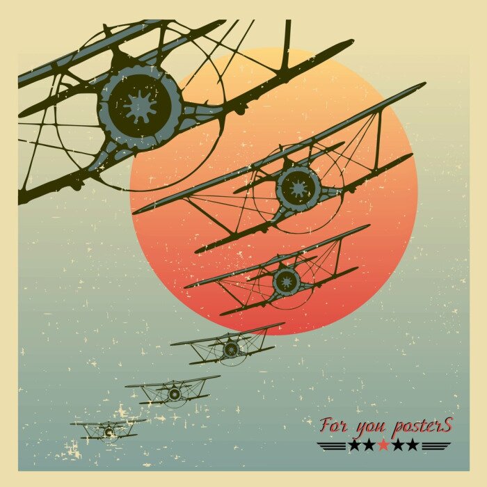 Papier peint  Biplans vintage