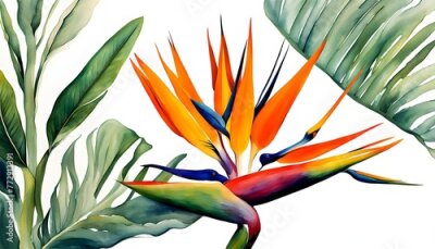Papier peint  Bird of Paradise Flower Isolate Illustration Background