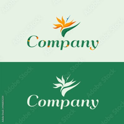 Papier peint  Bird of Paradise Flower logo. Strelitzia, Reginae. Logo for garden and landscape company, floral shop, tropical plant greenhouse or farm