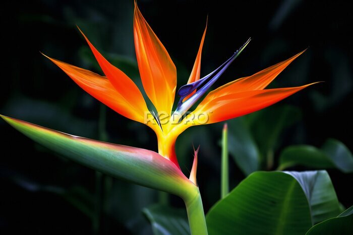 Papier peint  Bird of paradise flower, Strelitzia reginae, Generative AI