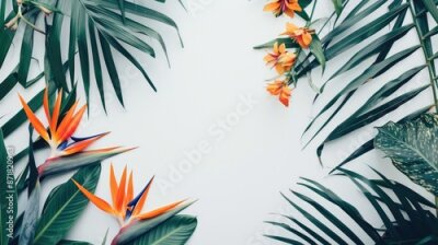 Papier peint  Bird of paradise flowers on a white backdrop