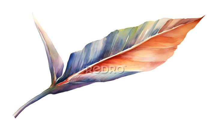 Papier peint  Bird of paradise leaf or Strelitzia Reginae, Watercolor illustration.