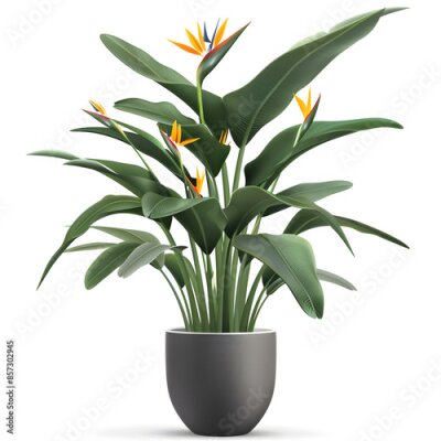 Papier peint  Bird of paradise plant on pot Strelitzia