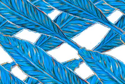 Papier peint  Bird of Paradise Seamless Pattern for Swimwear. Blue and Indigo Strelitzia Feminine Exotic Design.  Tropical Leaf Background. Large Polynesia Floral Print. Bird-of-Paradise Spring-Summer Tile