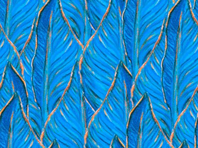 Papier peint  Bird of Paradise Seamless Pattern for Swimwear. Blue and Indigo Tropical Leaf Background. Large Polynesia Floral Print. Strelitzia Feminine Exotic Design.  Bird-of-Paradise Spring-Summer Tile