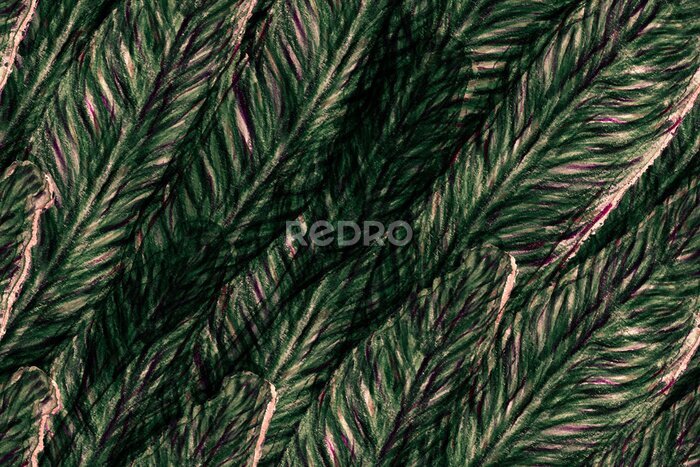 Papier peint  Bird of Paradise Seamless Pattern for Swimwear. Teal Green and Red Bird-of-Paradise Spring-Summer Tile Strelitzia Feminine Exotic Design.  Tropical Leaf Background. Large Polynesia Floral Print.