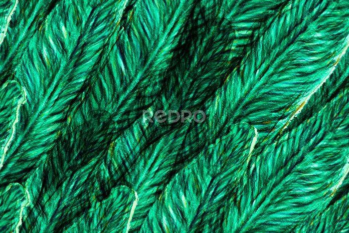 Papier peint  Bird of Paradise Seamless Pattern for Swimwear. Teal Green Strelitzia Feminine Exotic Design.  Bird-of-Paradise Spring-Summer Tile Tropical Leaf Background. Large Polynesia Floral Print.