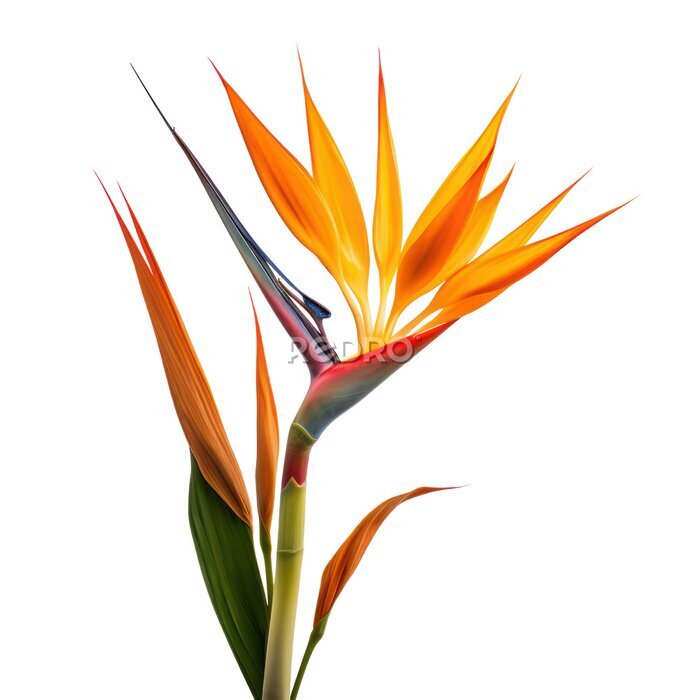Papier peint  Bird of Paradise (Strelitzia reginae) object isolated png.