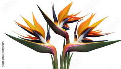 Papier peint  Bird of paradise, Strelitzia reginae, Striking tropical plant with colorful blooms, png, cutout