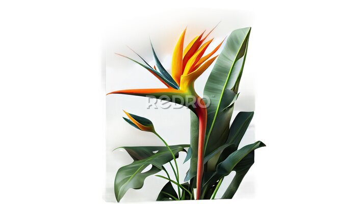 Papier peint  Bird of paradise, Strelitzia reginae, Striking tropical plant with colorful blooms, png, cutout