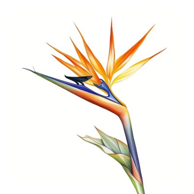 Papier peint  Bird of paradise strelitzia white background 