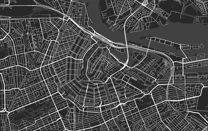 Papier peint  Black and white vector modern city map of Amsterdam