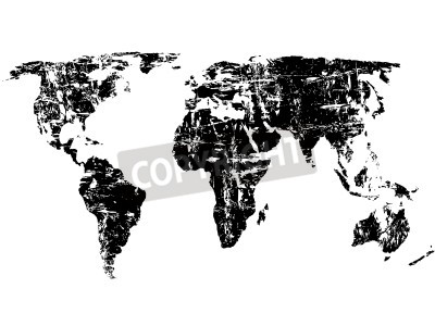 Papier peint  Black grunge world map on a white background. Vector illustration.