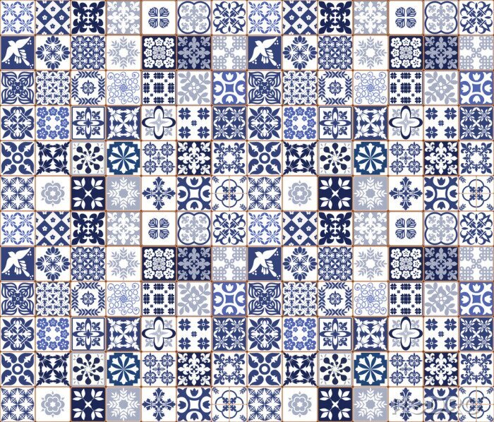 Papier peint  Bleu mosaïque portugais - Azulejos vecteur, décoration intérieure