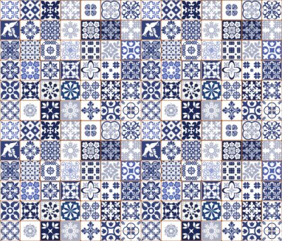 Papier peint  Bleu mosaïque portugais - Azulejos vecteur, décoration intérieure