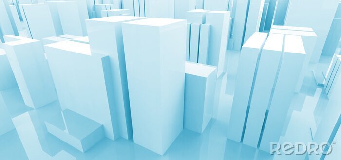 Papier peint  Blocs 3d bleus se bouchent