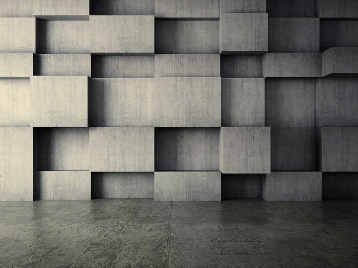 Papier peint  Blocs gris sur un mur