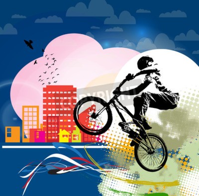 Papier peint  BMX rider sur fond abstrait