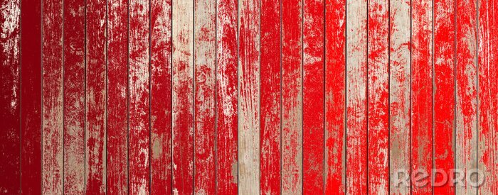 Papier peint  Bois vintage avec peinture rouge qui se détache
