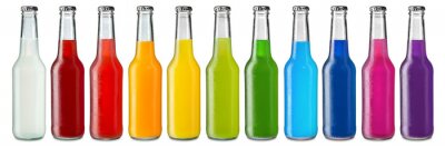 Boissons bouteilles colorées