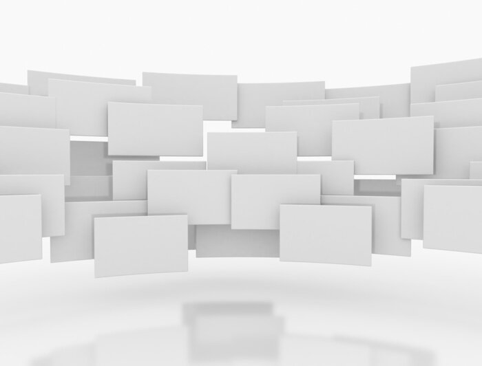 Papier peint  Boîtes blanches sur fond blanc