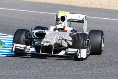 Papier peint  Bolide blanc sur une piste de course espagnole