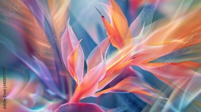 Papier peint  Botanic Ballet: Zooming in captures the Strelitzia flower's graceful movements, a ballet of beauty in the garden.