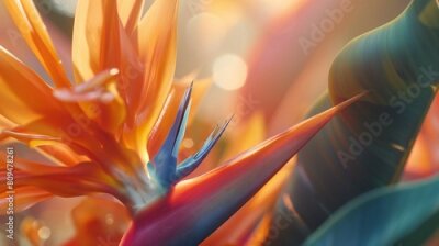 Papier peint  Botanical Elegance: A close-up of the Strelitzia flower reveals its elegant beauty, a serene oasis amidst the foliage.