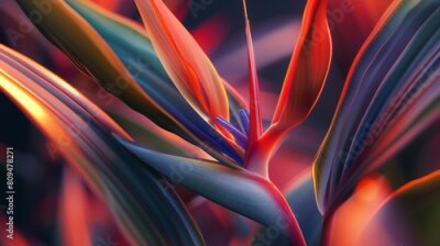 Papier peint  Botanical Elegance: A close-up of the Strelitzia flower reveals its elegant beauty, a serene oasis amidst the foliage.