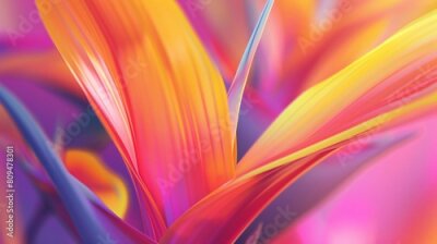 Papier peint  Botanical Majesty: Zooming in captures the regal beauty of the Strelitzia, its vibrant hues a symbol of serene elegance.