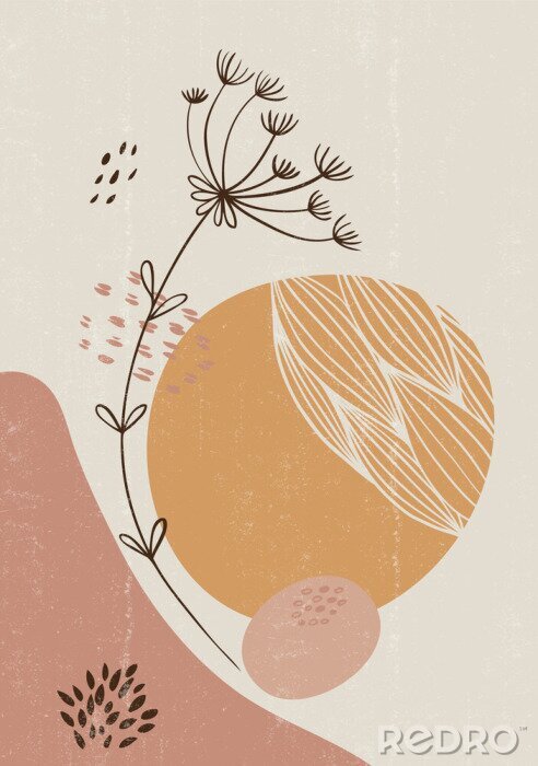 Papier peint  Botanical print boho minimalist printable wall art