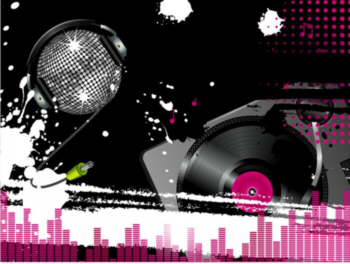 Papier peint  Boule disco en vinyle et musique