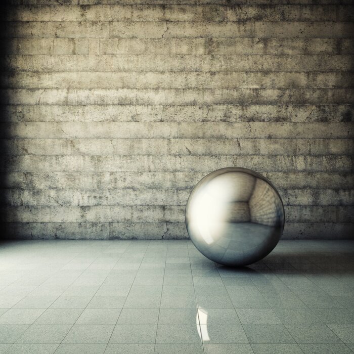 Papier peint  Boule métallique et mur