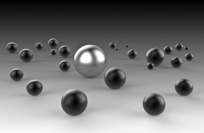 Papier peint  Boule métallique vs boules noires